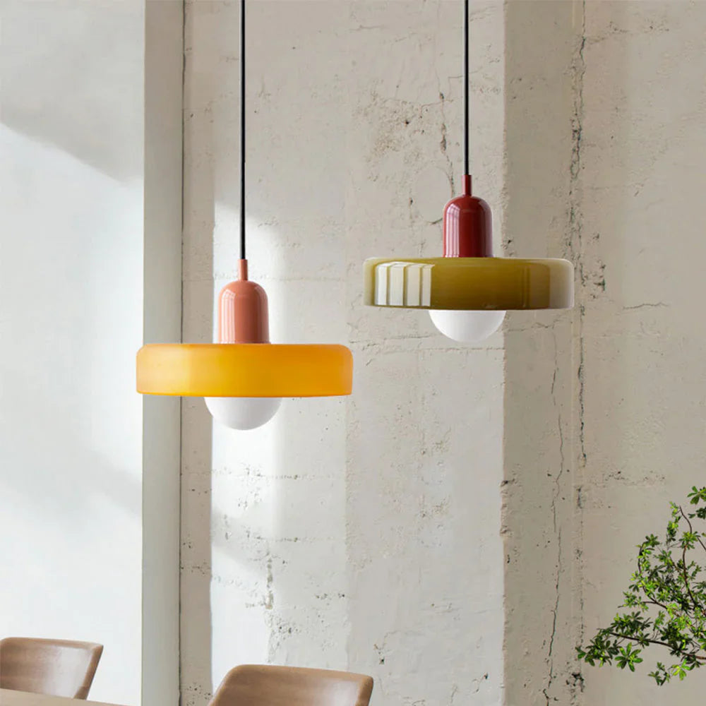 Bauhaus Pendant Light Made of Colored Glass