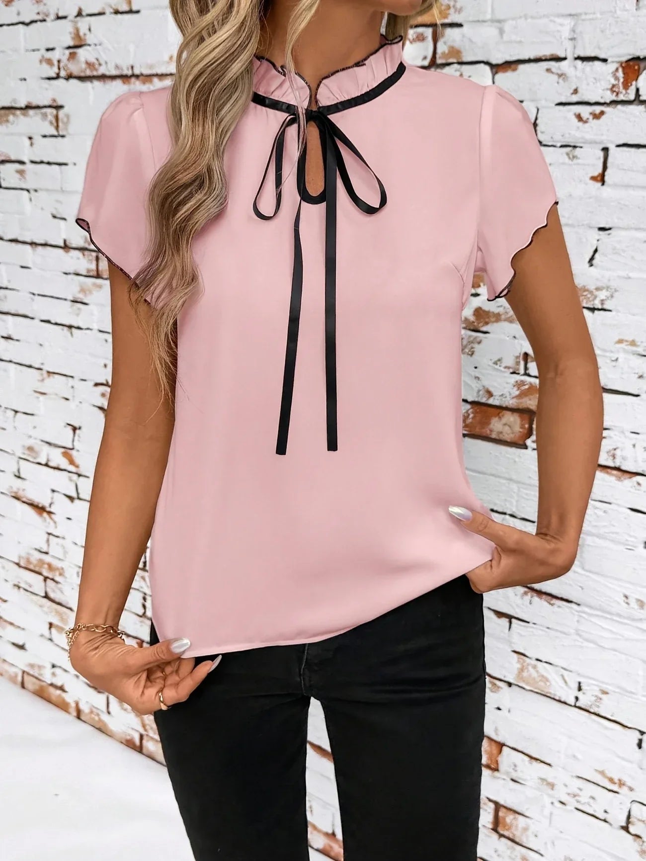 Bethany - Color Block Short Sleeve Shirt