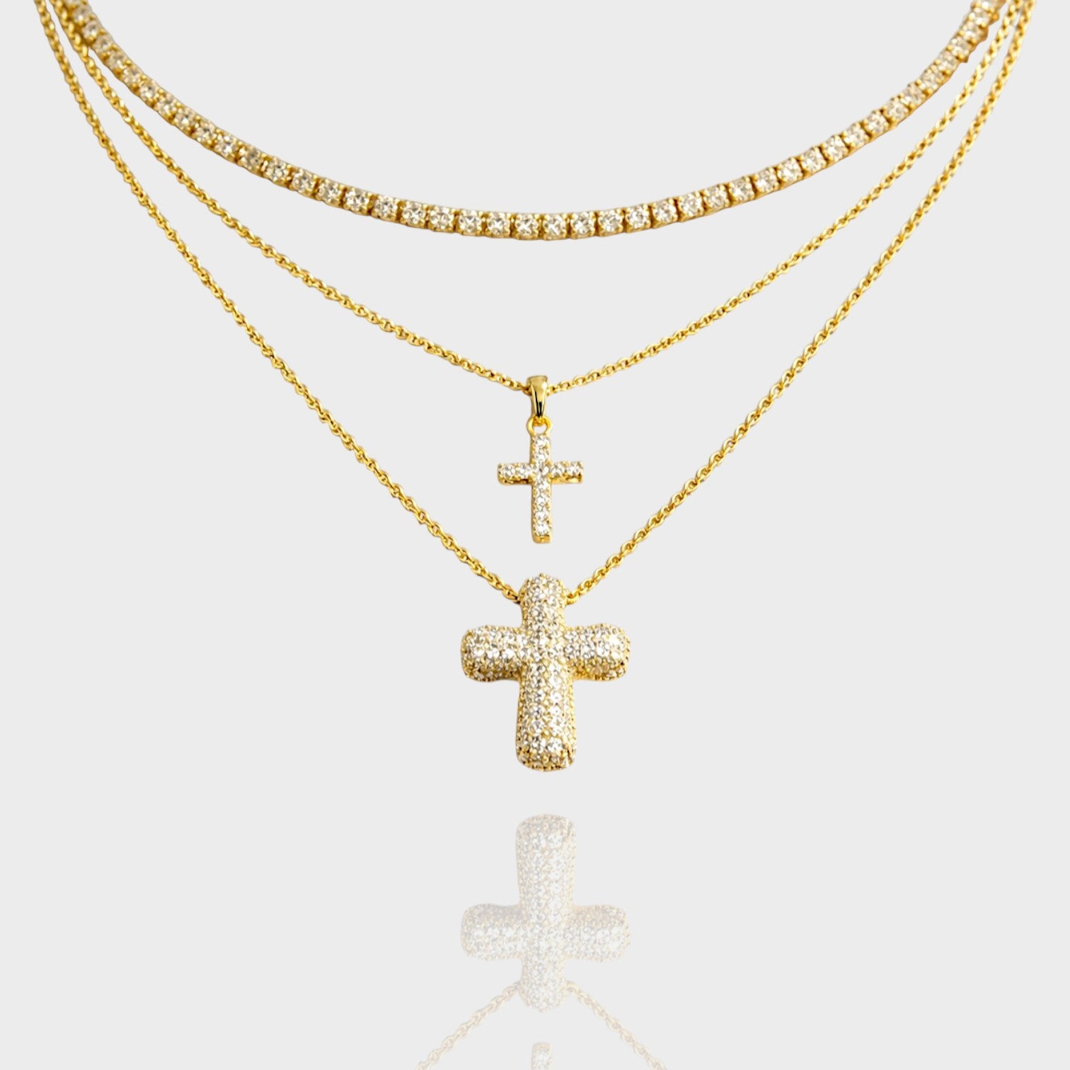 Bling Cross Radiance Bubble Necklace Trio