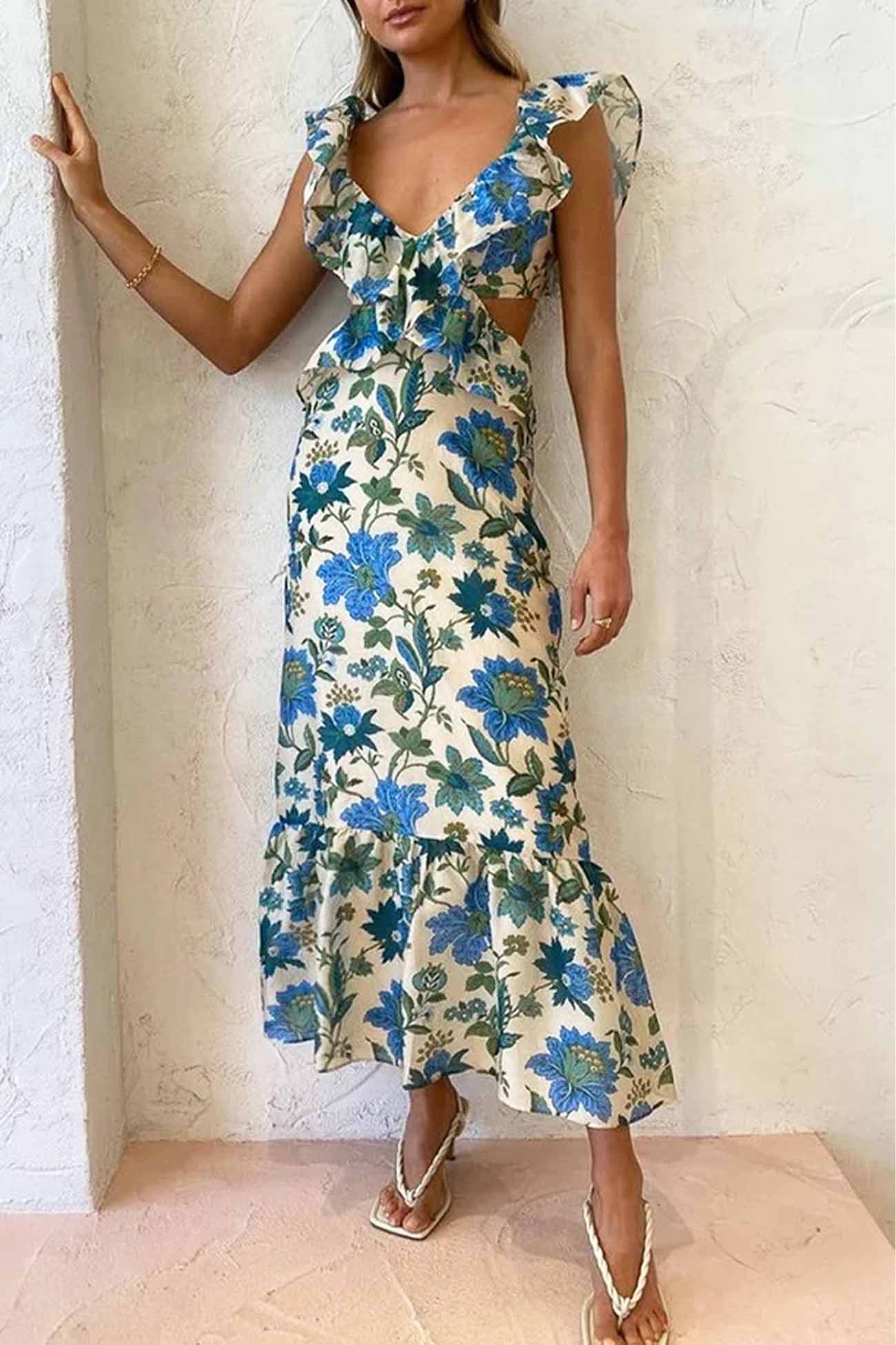 Braelynn – Elegant Long Sleeveless Dress with Ruffles