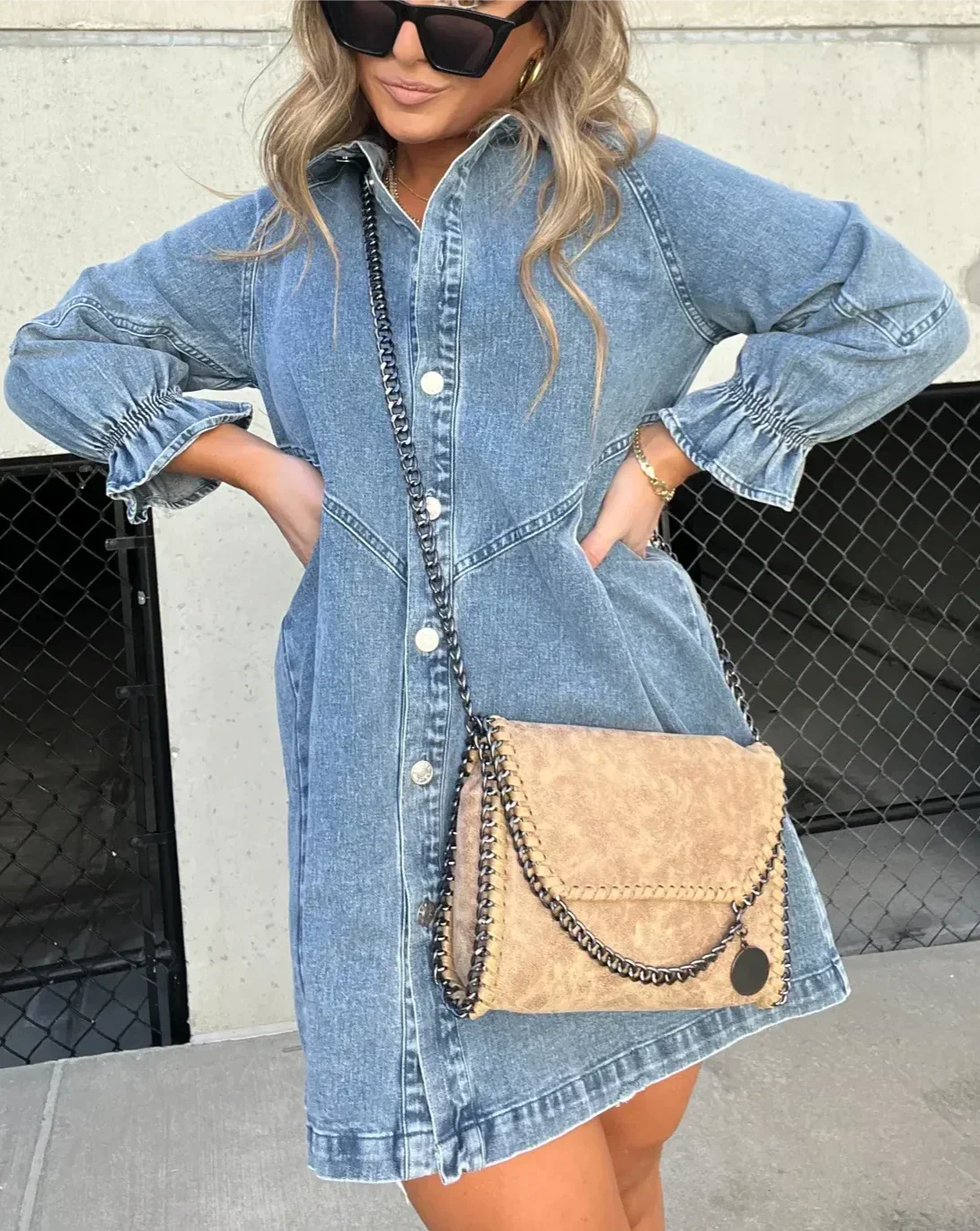 Cäcilia – Long Sleeve Denim Shirt Dress