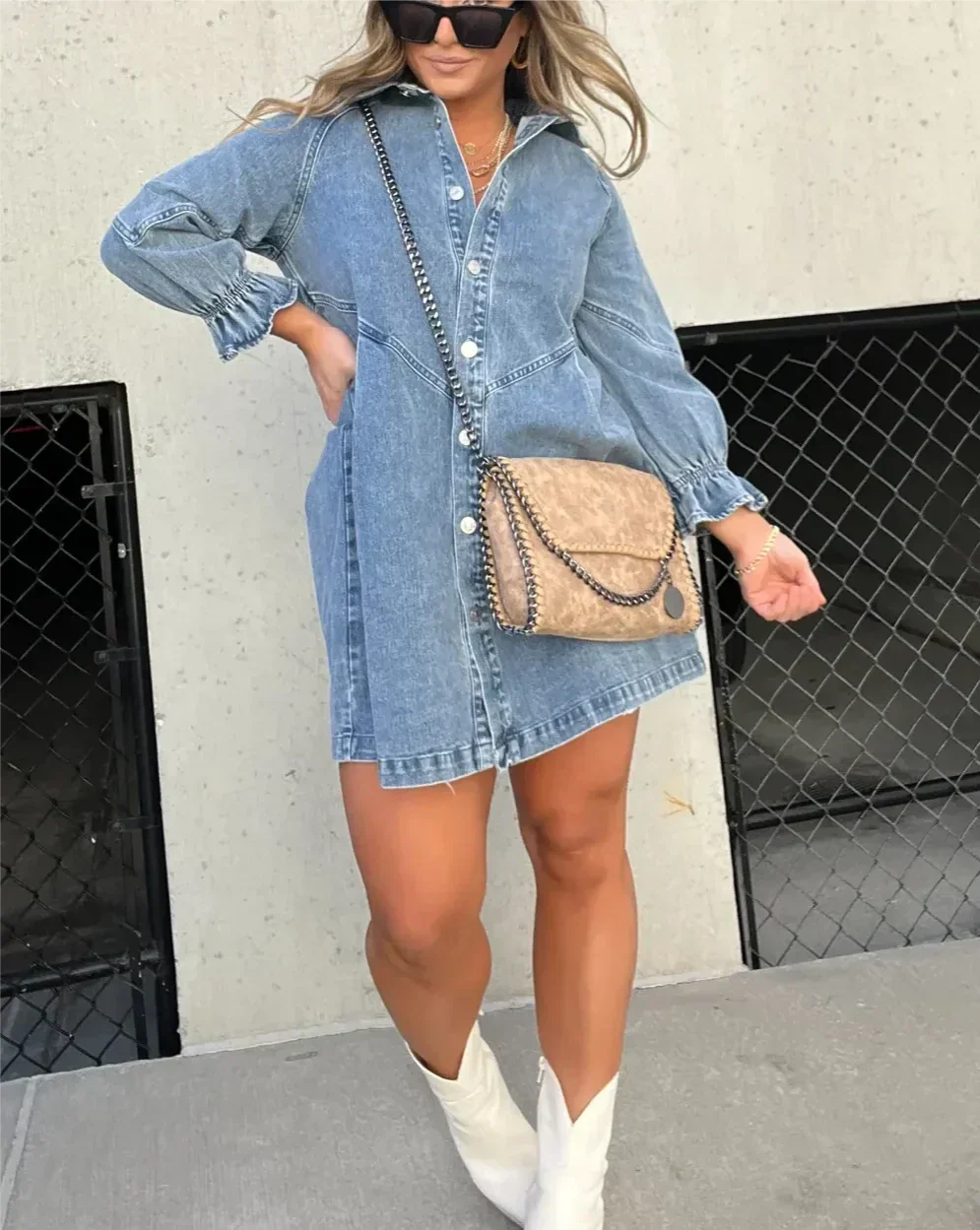 Cäcilia – Long Sleeve Denim Shirt Dress