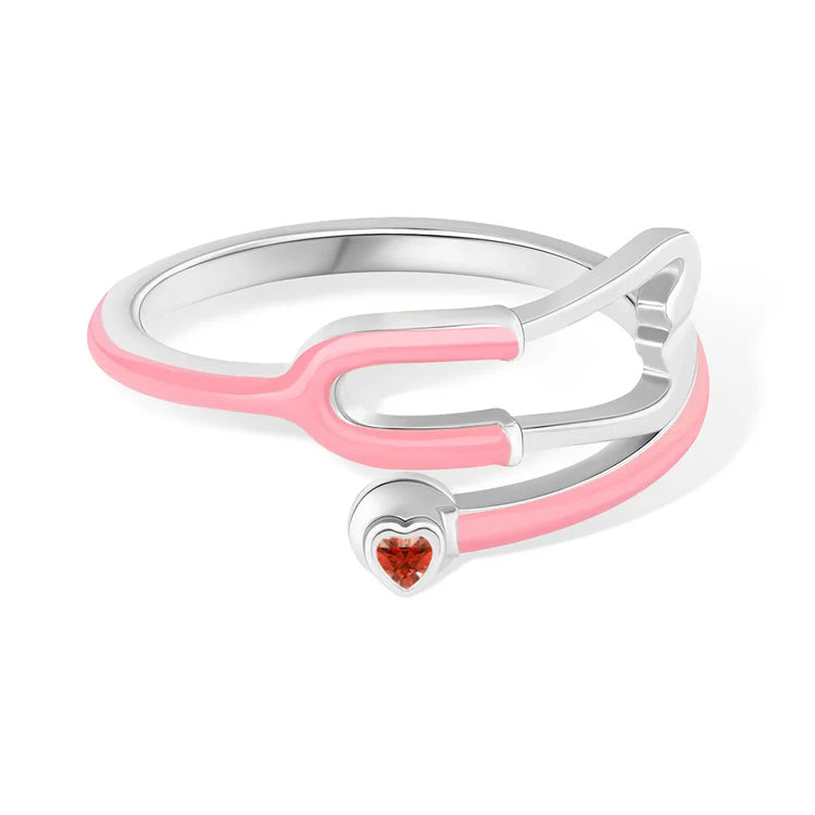 Caitleen – Stethoscope Ring with Heart Birthstone
