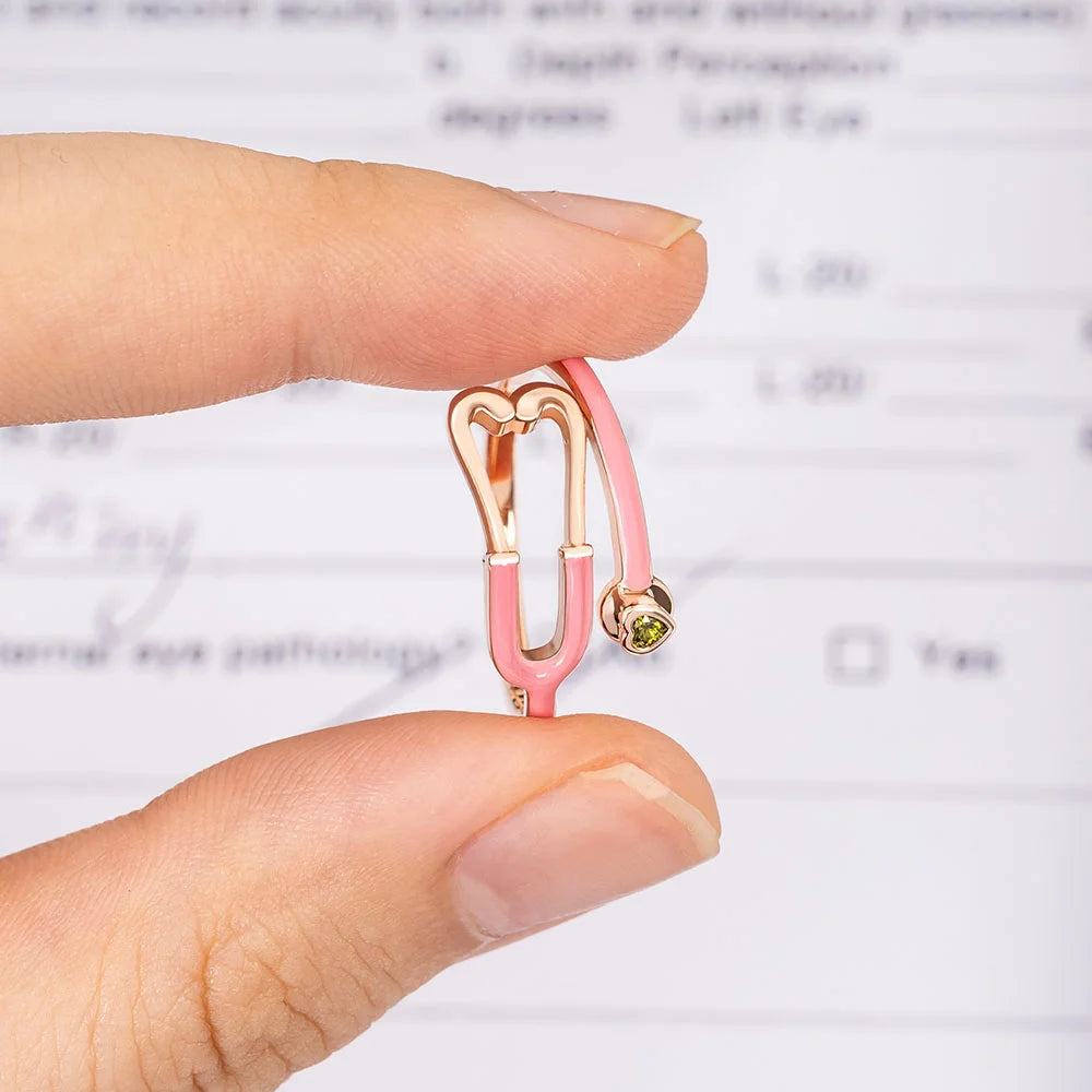 Caitleen – Stethoscope Ring with Heart Birthstone