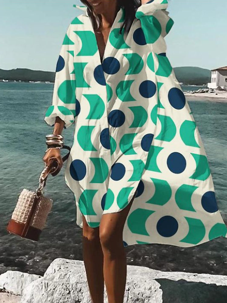 Calogera - Elegant Loose-Fitting Shirt Dress