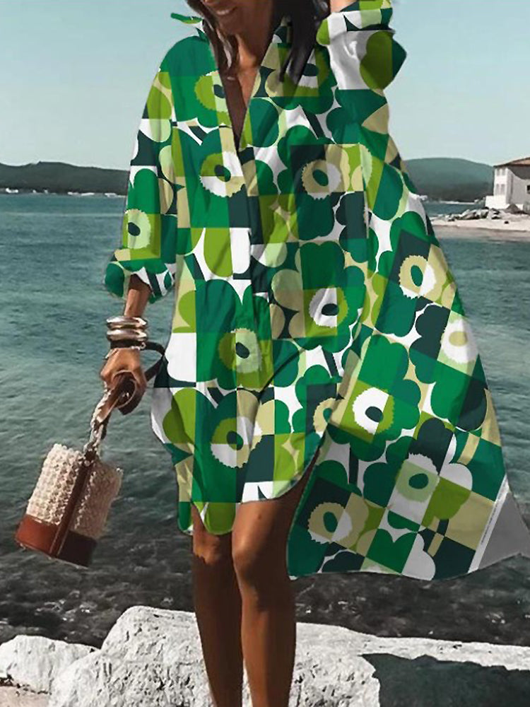 Calogera - Elegant Loose-Fitting Shirt Dress
