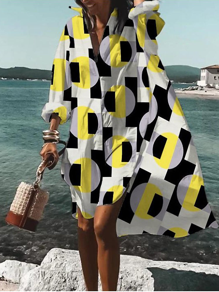 Calogera - Elegant Loose-Fitting Shirt Dress