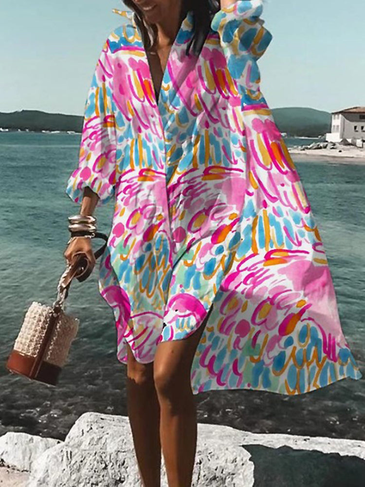 Calogera - Elegant Loose-Fitting Shirt Dress