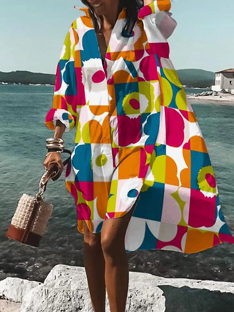 Calogera - Elegant Loose-Fitting Shirt Dress