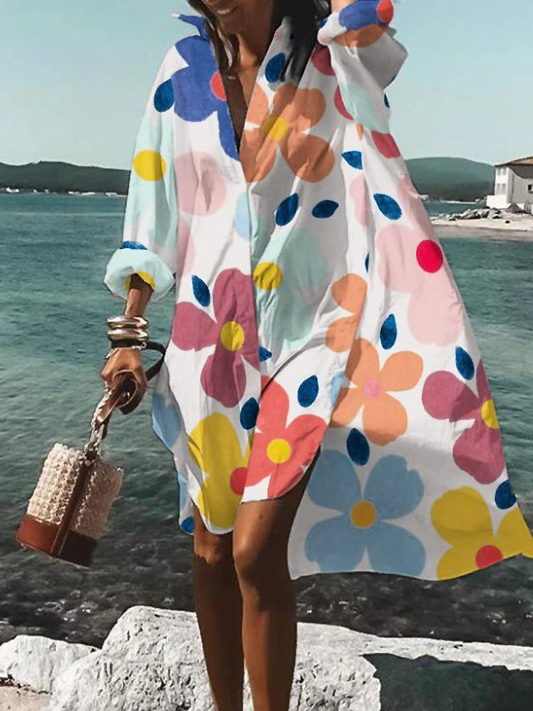 Calogera - Elegant Loose-Fitting Shirt Dress