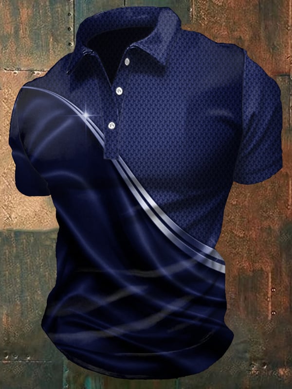 Casual Short-Sleeved Polo Shirt in Business Style with Gradient for Men