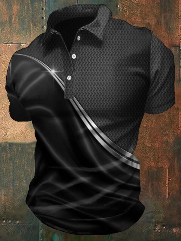 Casual Short-Sleeved Polo Shirt in Business Style with Gradient for Men