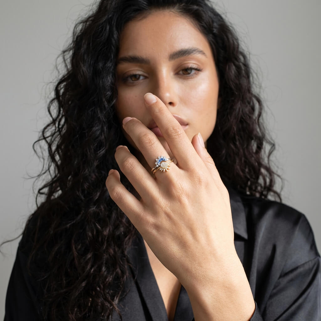 Celestial Sun & Moon Stackable Ring Set