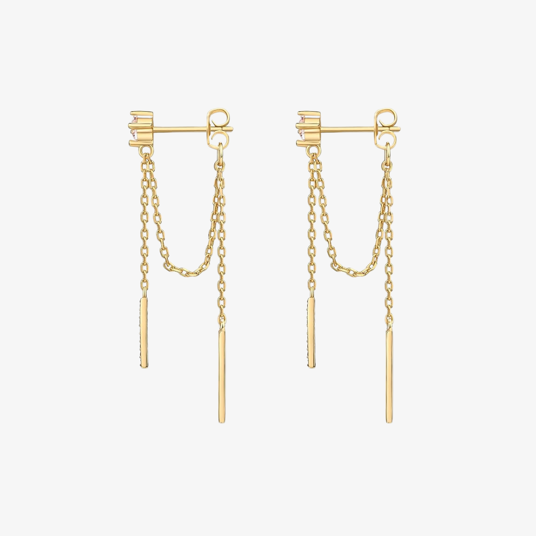 Chain Drop Bar Stud Earrings