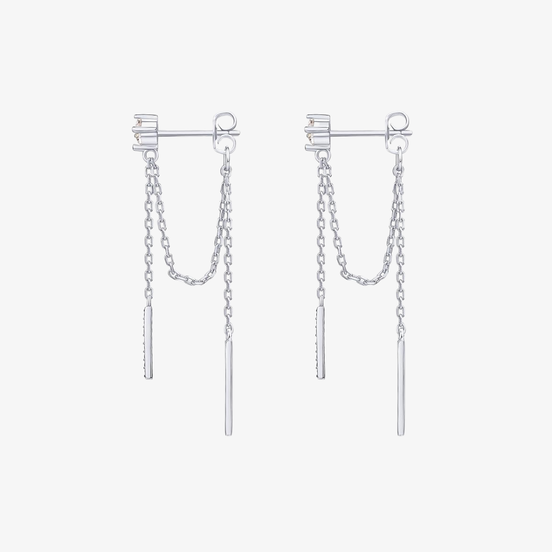Chain Drop Bar Stud Earrings