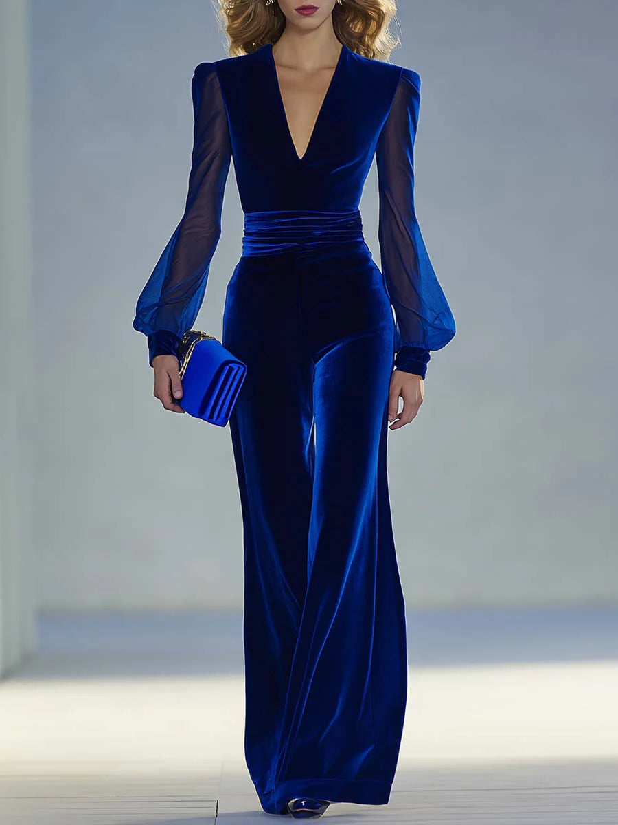 Cimona – Jumpsuit with V-Neck and Long Sleeves