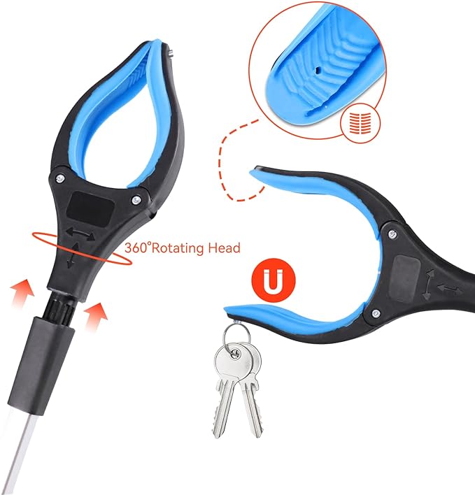 Collapsible Grabber with 360° Rotatable Clip