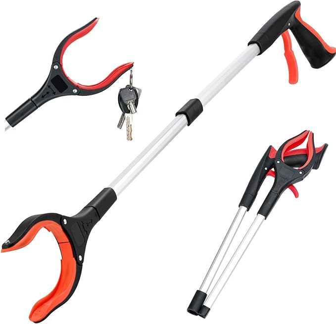 Collapsible Grabber with 360° Rotatable Clip