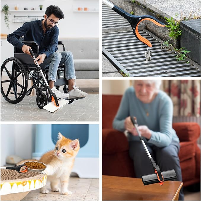 Collapsible Grabber with 360° Rotatable Clip