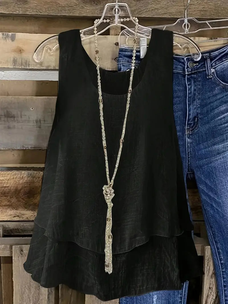 Cressida – Tank Top Made of Viscose Blend with Ruffles