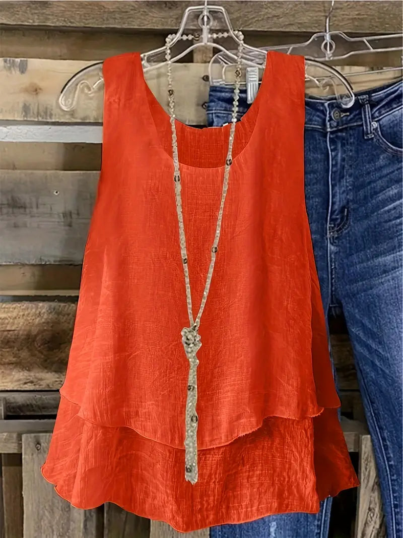 Cressida – Tank Top Made of Viscose Blend with Ruffles