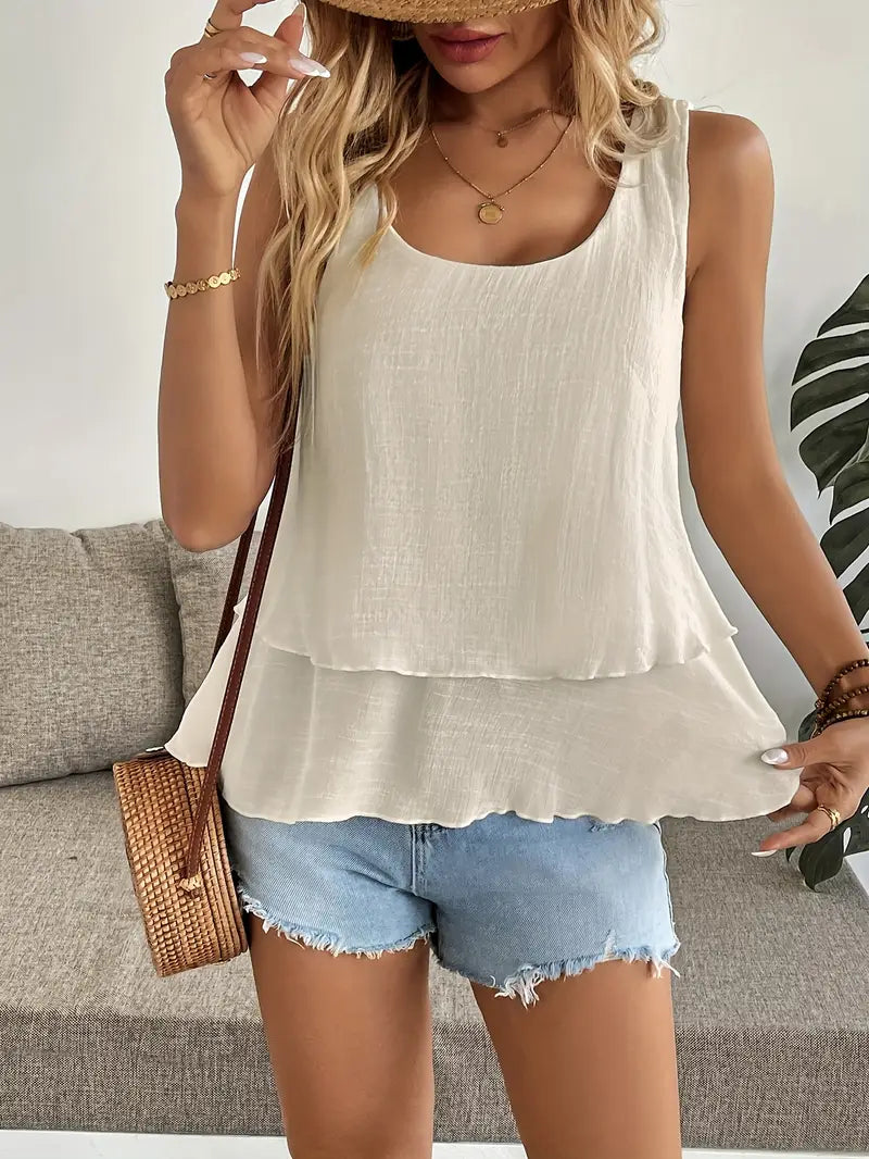 Cressida – Tank Top Made of Viscose Blend with Ruffles