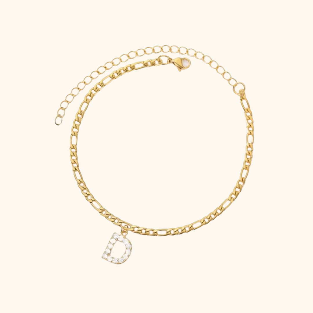 Cubic Zirconia Diamond Initial Letter Anklet