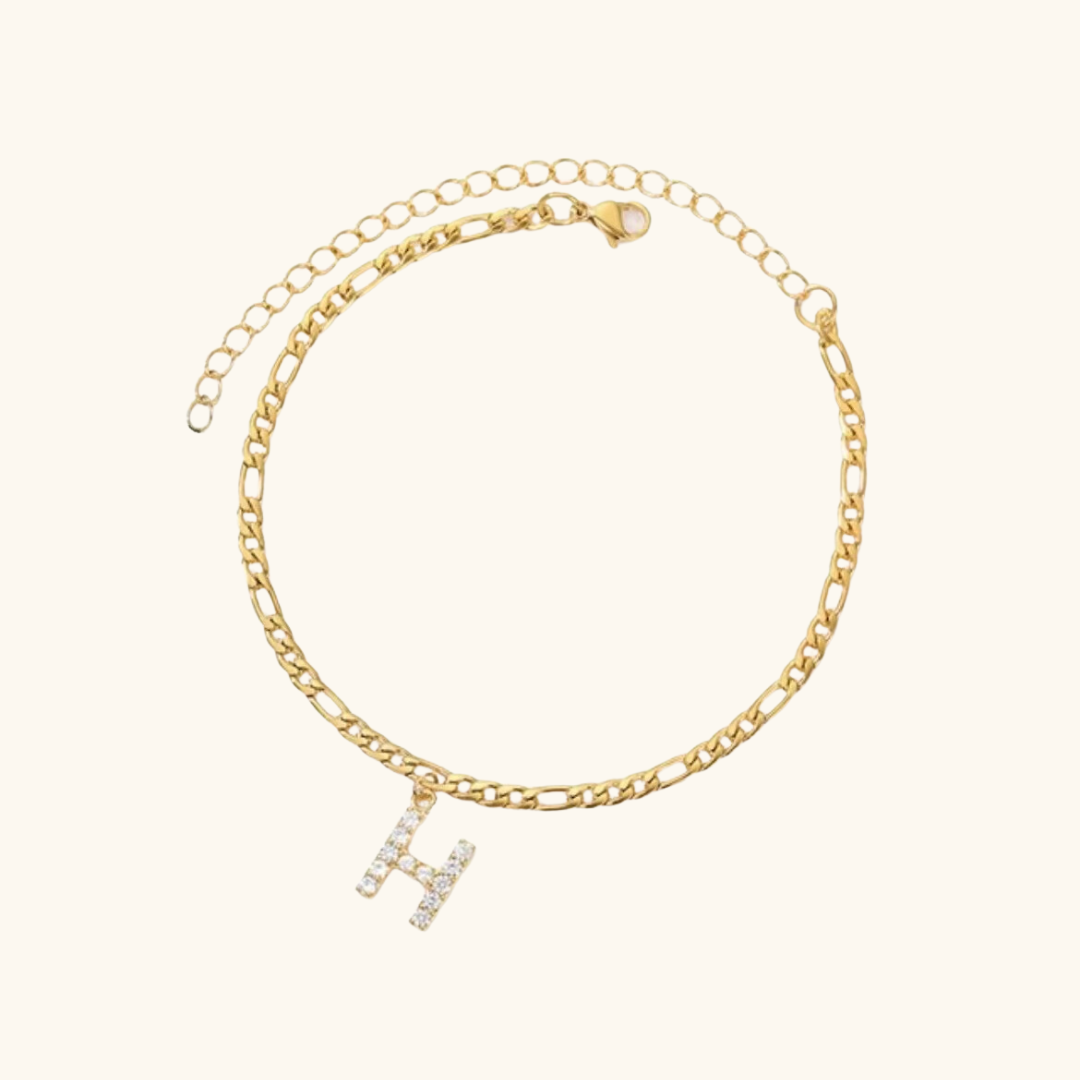 Cubic Zirconia Diamond Initial Letter Anklet