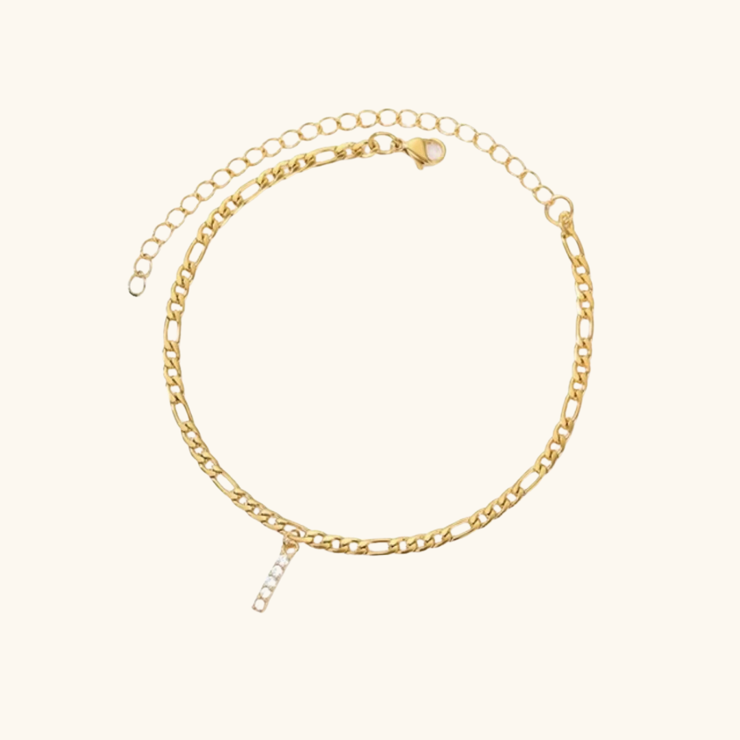 Cubic Zirconia Diamond Initial Letter Anklet