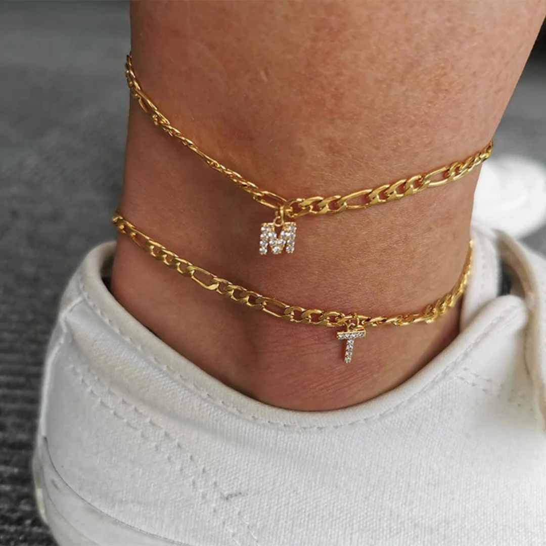 Cubic Zirconia Diamond Initial Letter Anklet