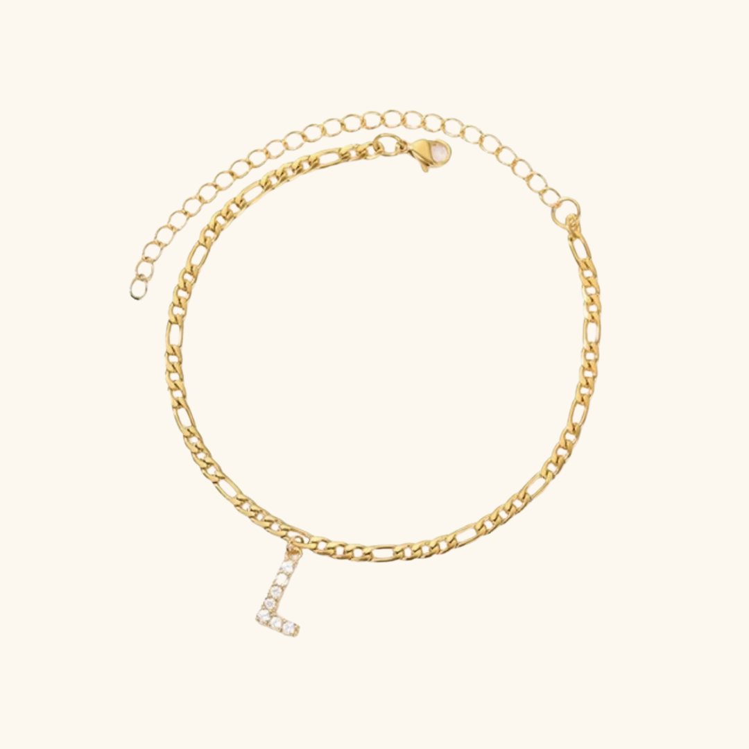 Cubic Zirconia Diamond Initial Letter Anklet