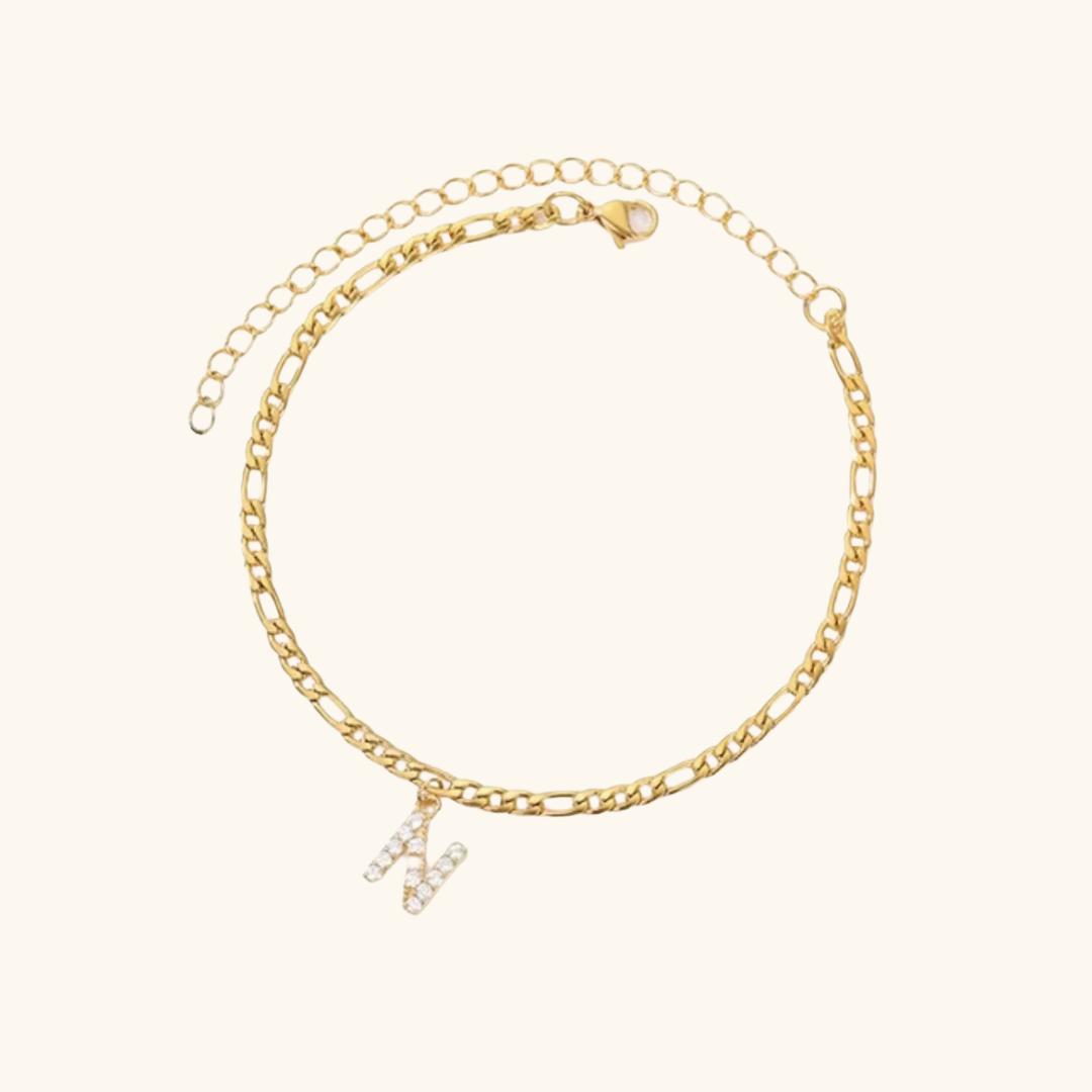Cubic Zirconia Diamond Initial Letter Anklet