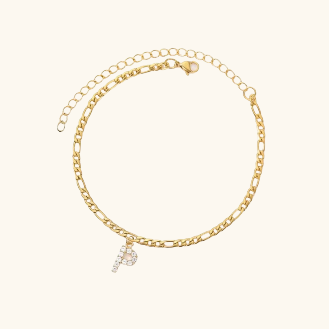 Cubic Zirconia Diamond Initial Letter Anklet