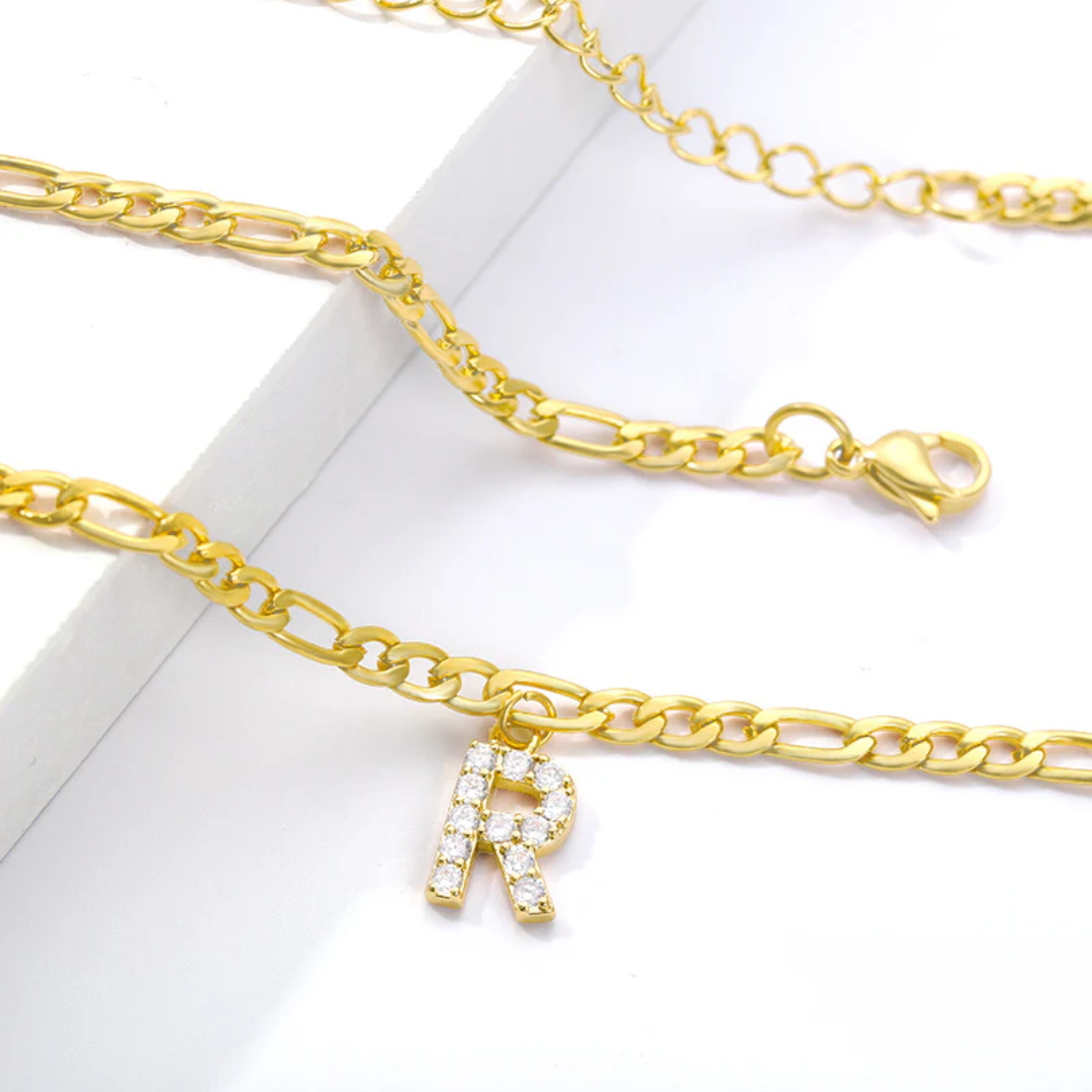 Cubic Zirconia Diamond Initial Letter Anklet