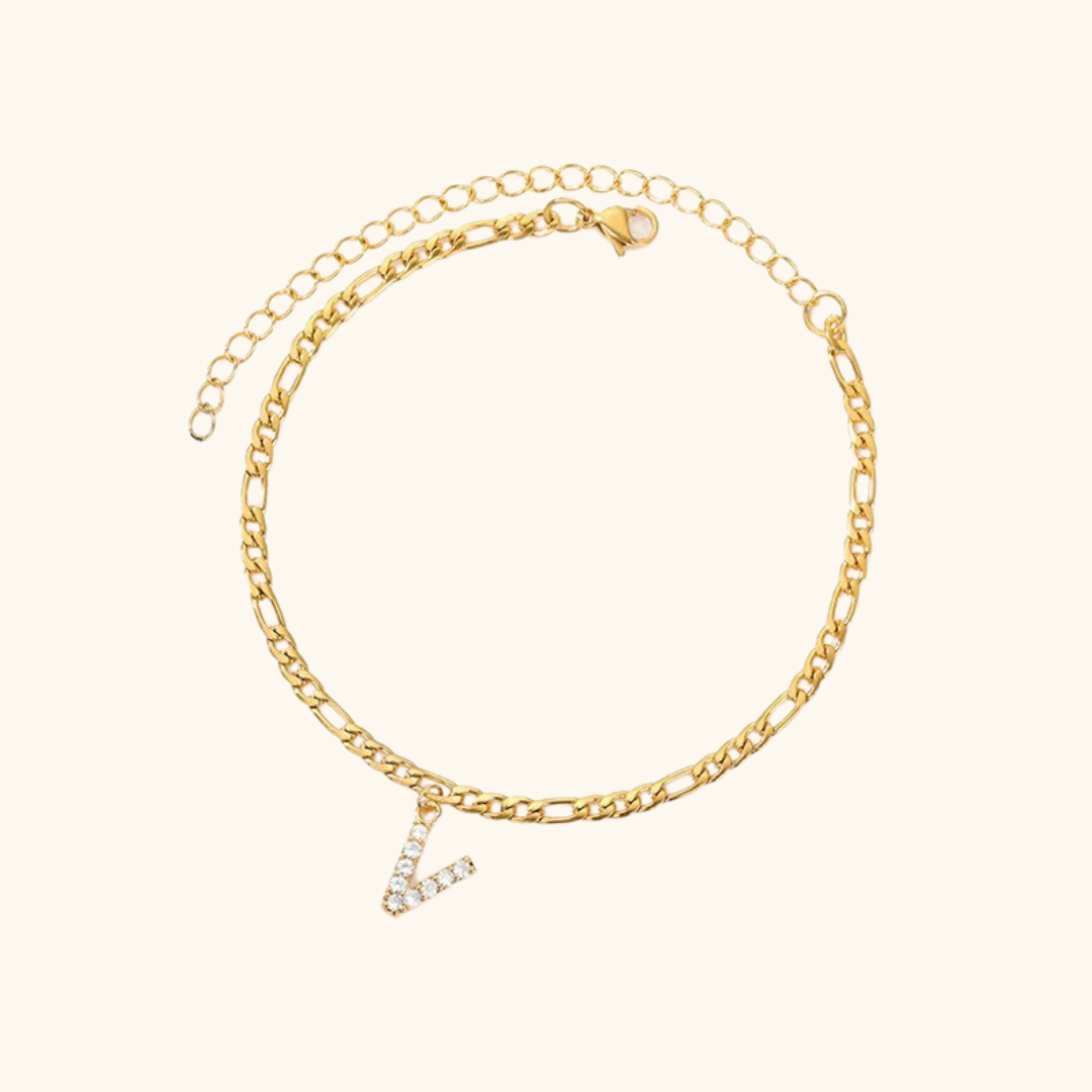 Cubic Zirconia Diamond Initial Letter Anklet