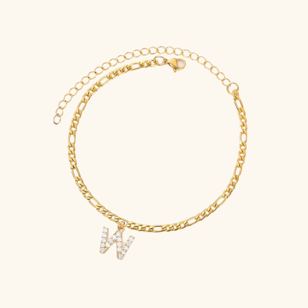 Cubic Zirconia Diamond Initial Letter Anklet