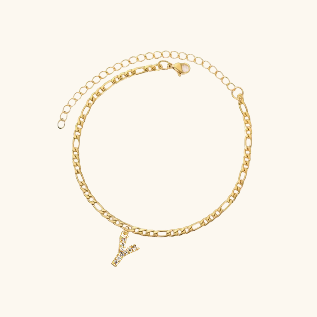 Cubic Zirconia Diamond Initial Letter Anklet