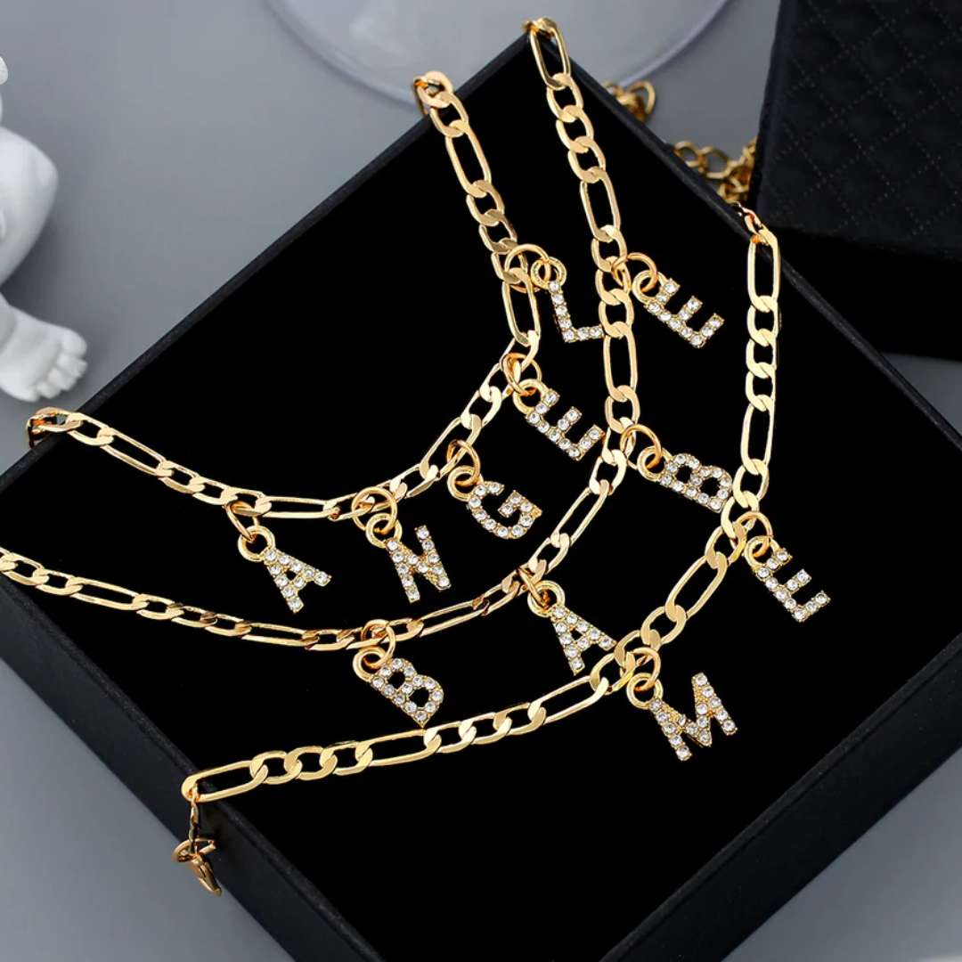 Cubic Zirconia Diamond Initial Letter Anklet