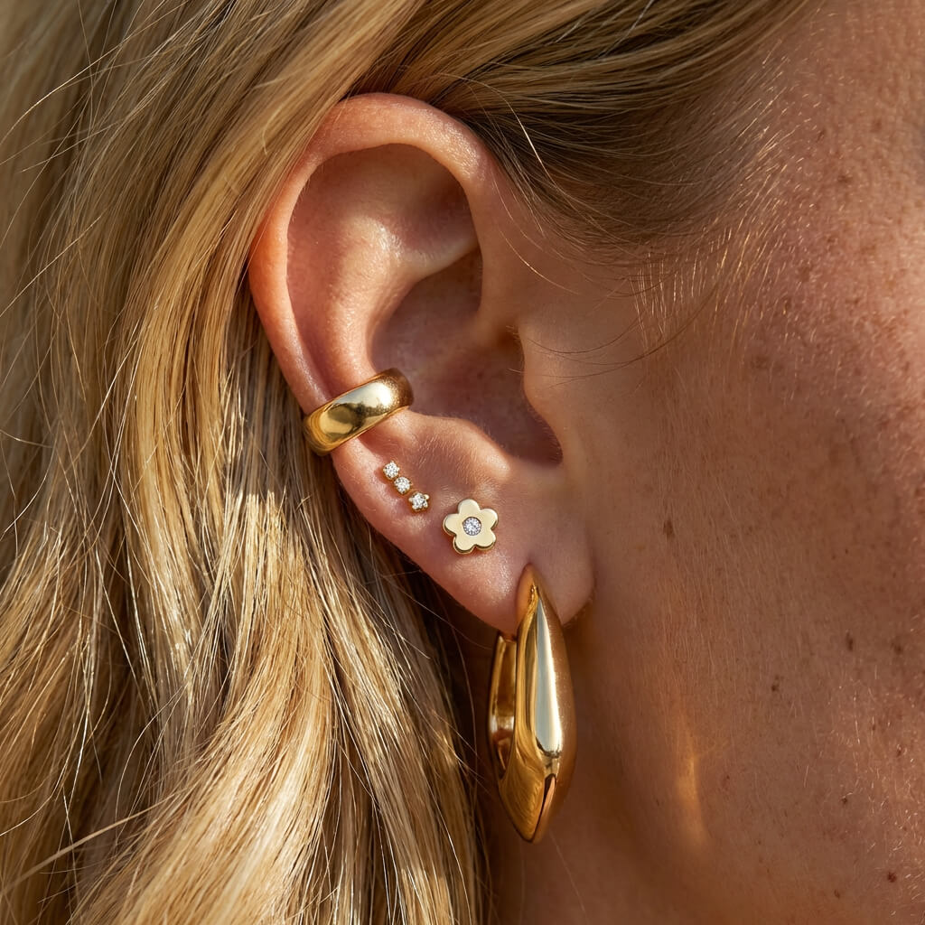 Dainty Bloom Flat Back Stud Earrings