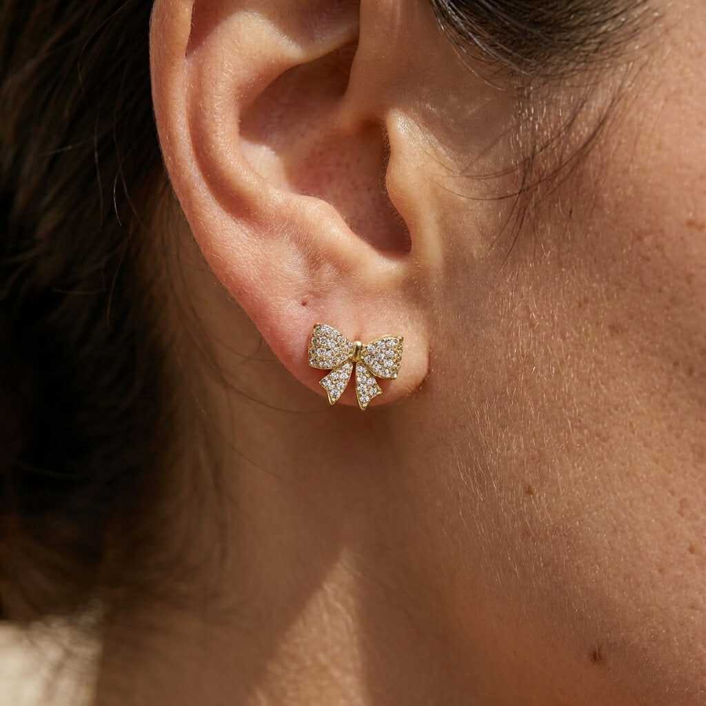 Dainty Bow Flat Back Stud Earrings