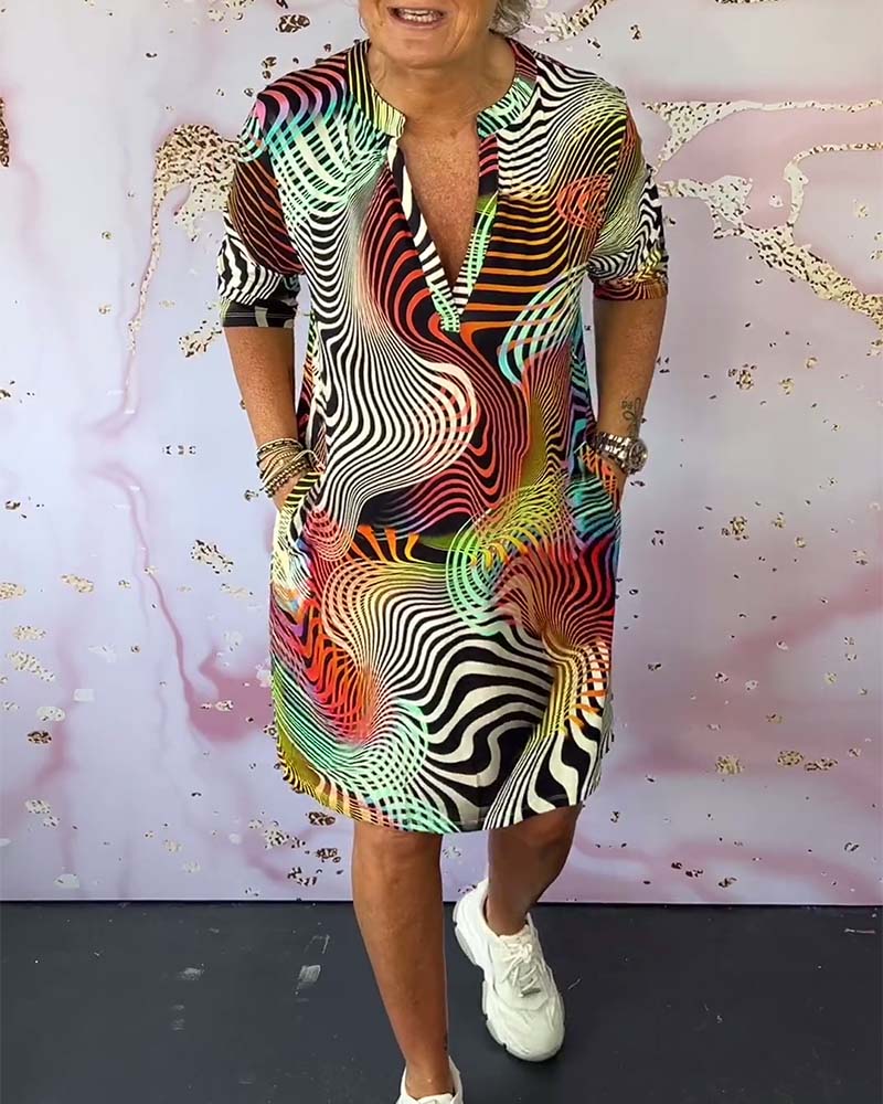 Diane – Colorful Dress with V-Neck