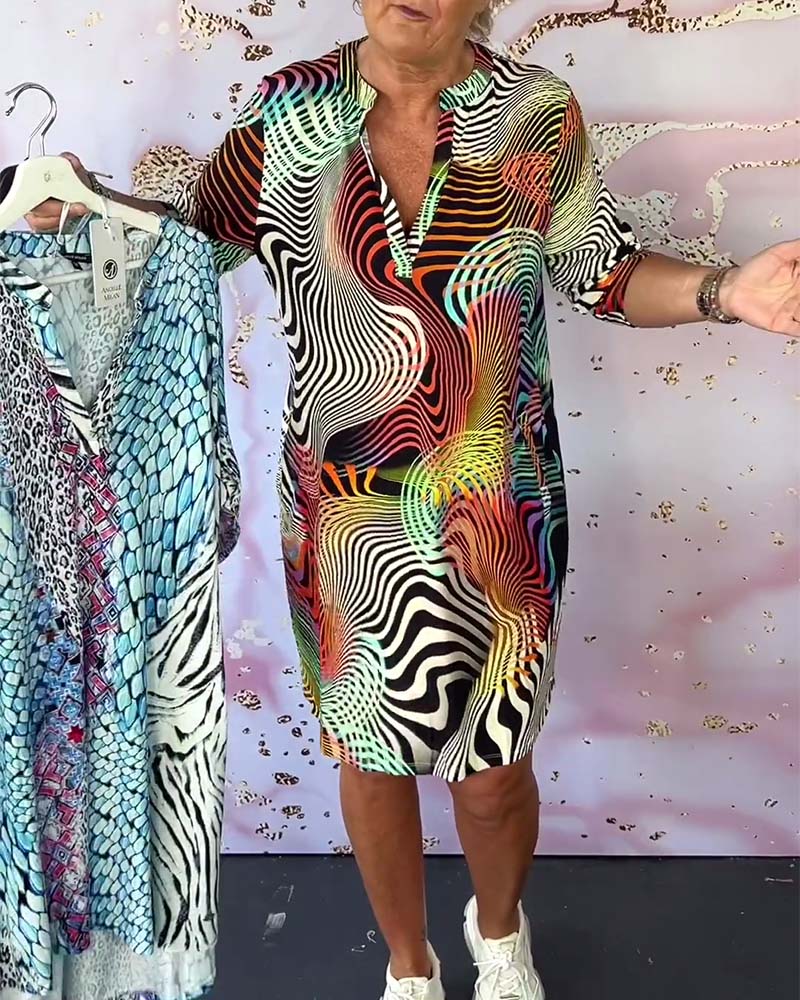 Diane – Colorful Dress with V-Neck