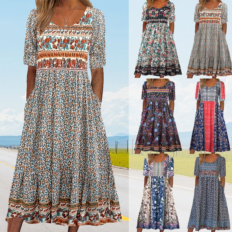 Dinara - Elegant Dress with Boho Prints