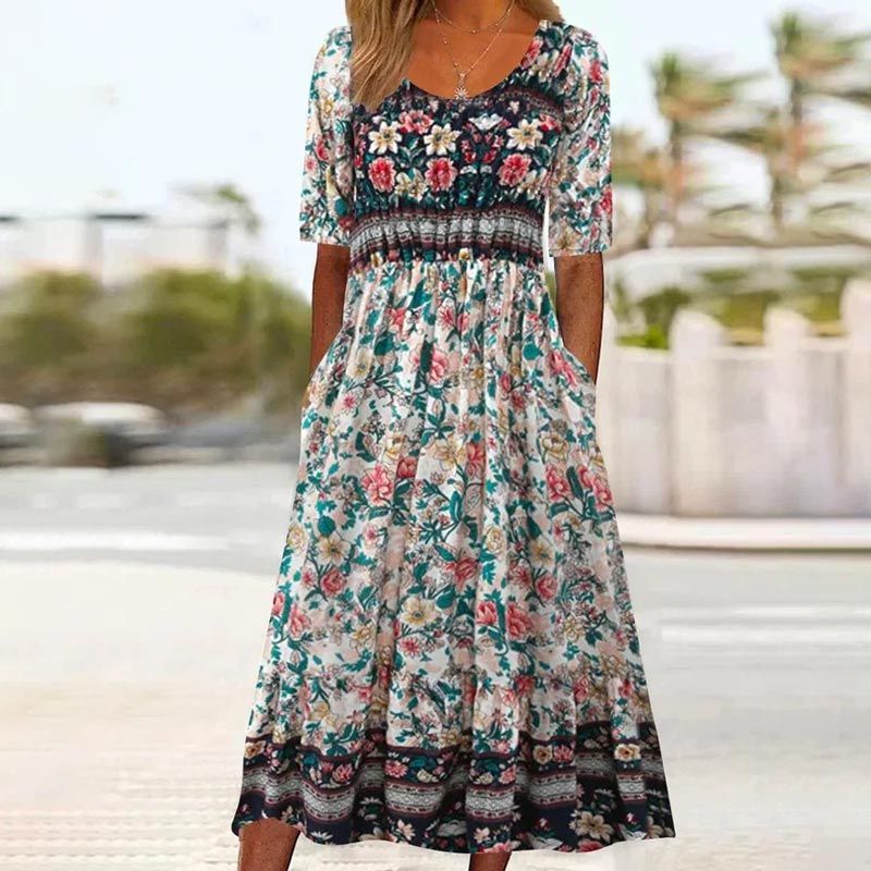Dinara - Elegant Dress with Boho Prints