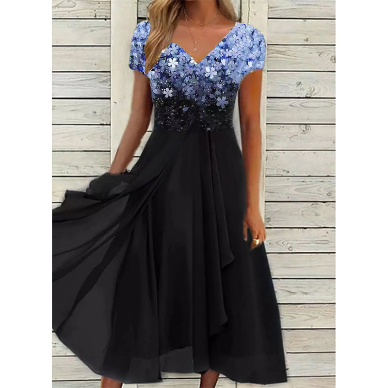 Doina – Stylish Dress with V-Neck and Prints