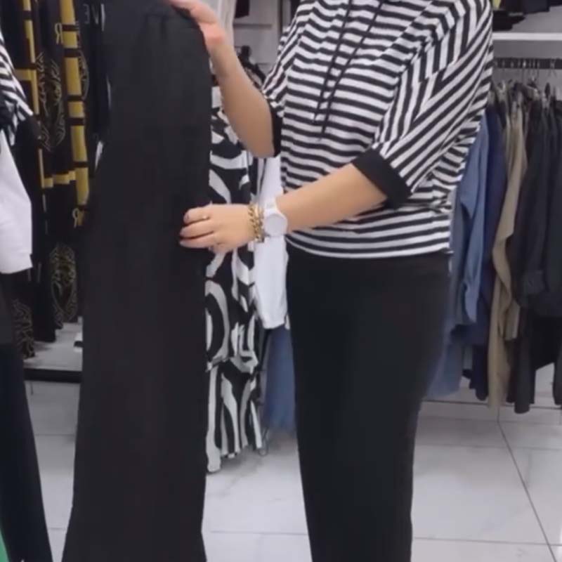 Dwiska – Striped Top and Solid Color Pants Set