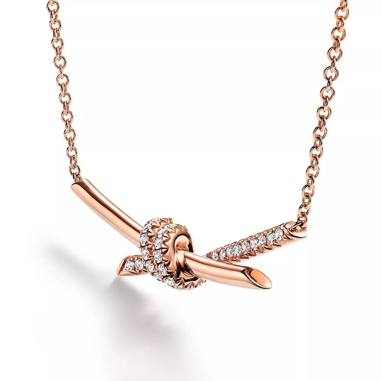 ELSIE LOVE Knot Pendant with Zirconia | V Gold 18K Gold Plated Adjustable Minimalist Necklace