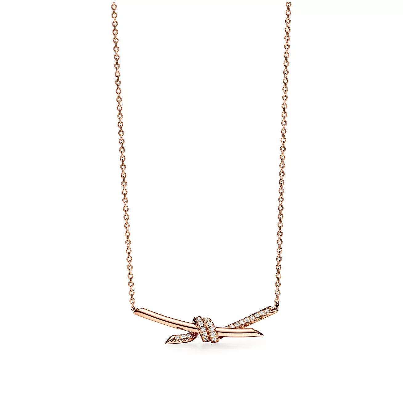 ELSIE LOVE Knot Pendant with Zirconia | V Gold 18K Gold Plated Adjustable Minimalist Necklace