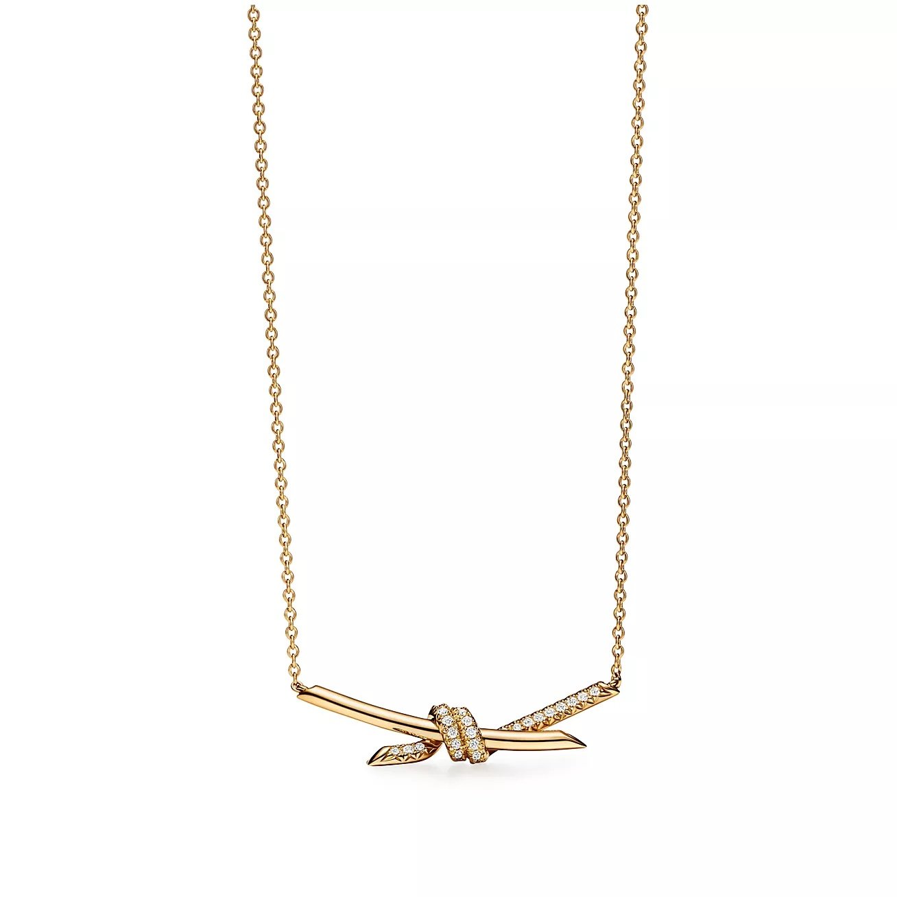 ELSIE LOVE Knot Pendant with Zirconia | V Gold 18K Gold Plated Adjustable Minimalist Necklace