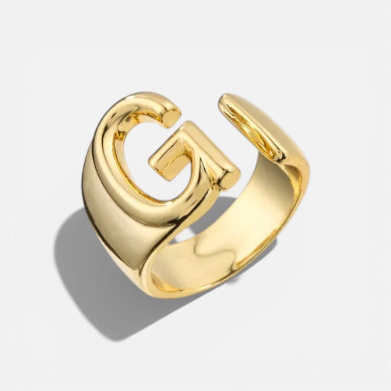 Elarique Initial Statement Adjustable Ring